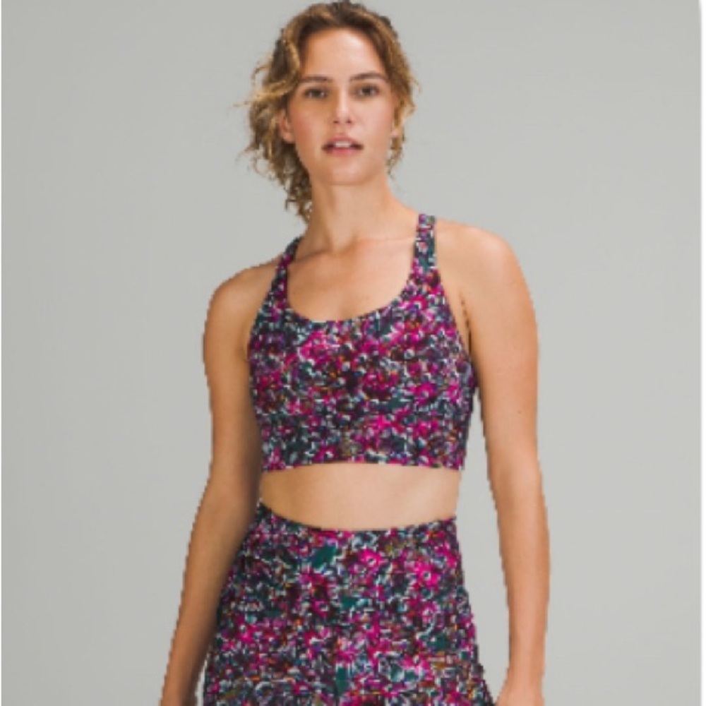Lulu lemon energy long line bra floral multi size 4